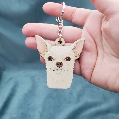 Hand-Painted Wooden Dog Breed Keychain