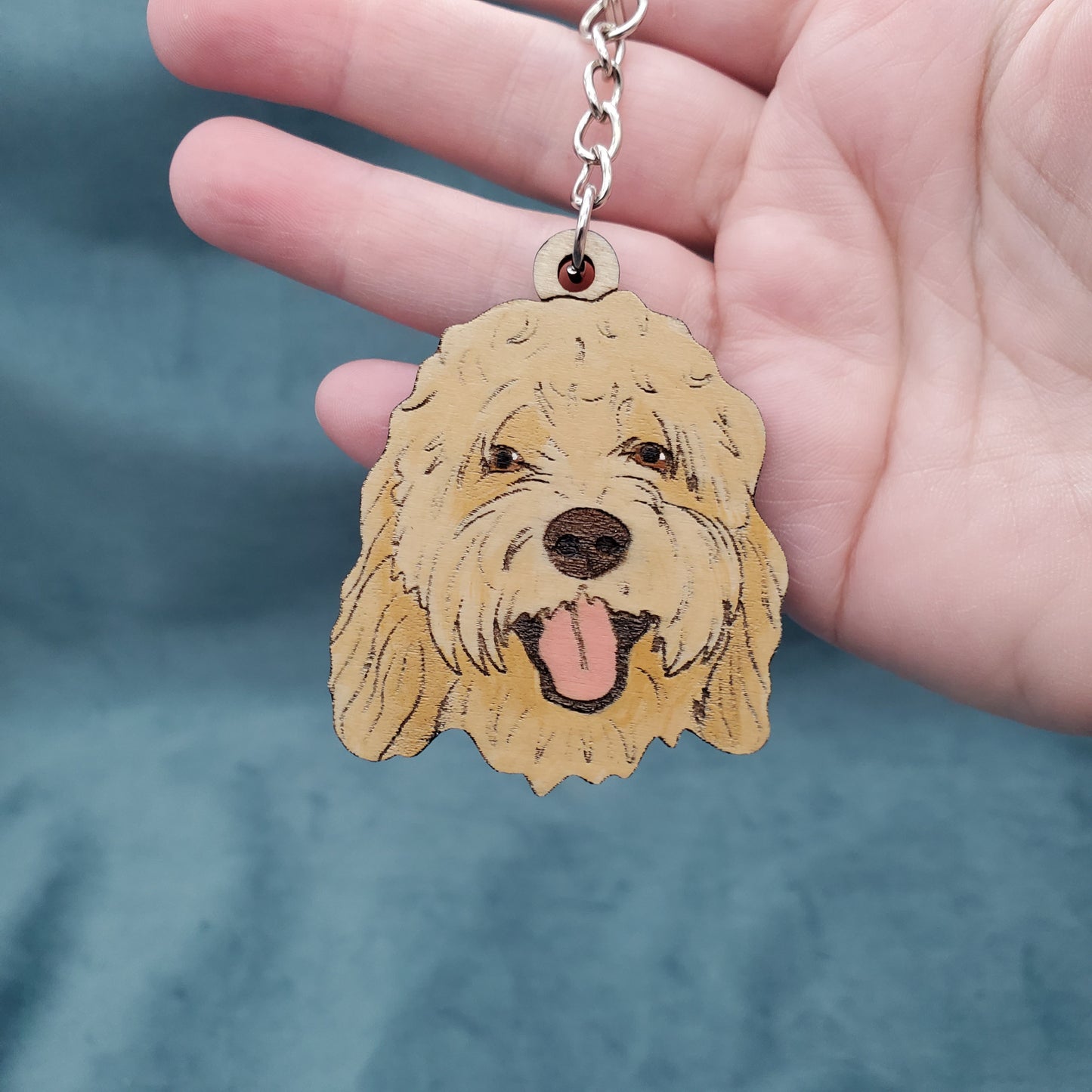 Hand-Painted Wooden Dog Breed Keychain