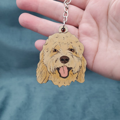 Hand-Painted Wooden Dog Breed Keychain