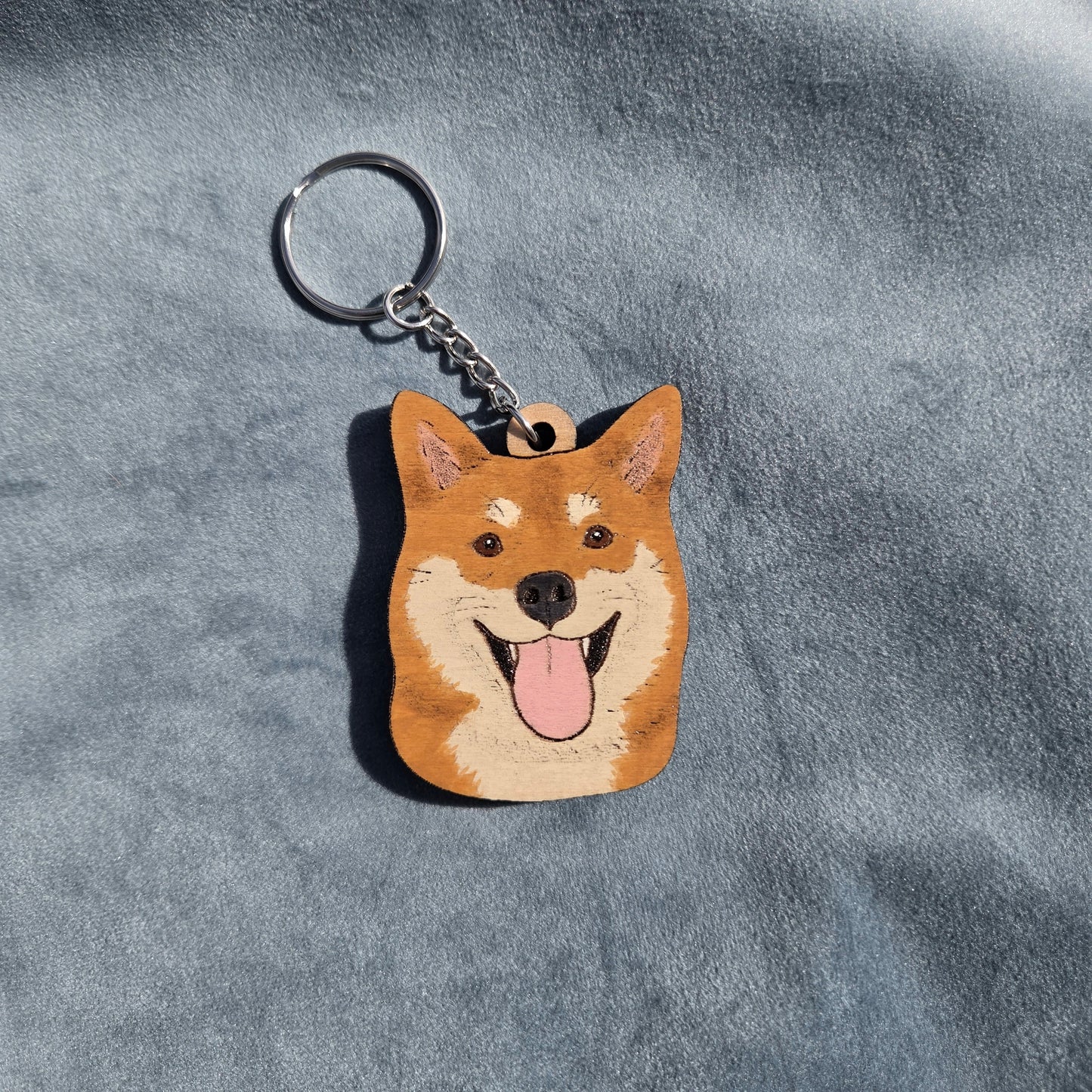Hand-Painted Wooden Dog Breed Keychain