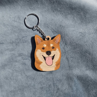 Hand-Painted Wooden Dog Breed Keychain
