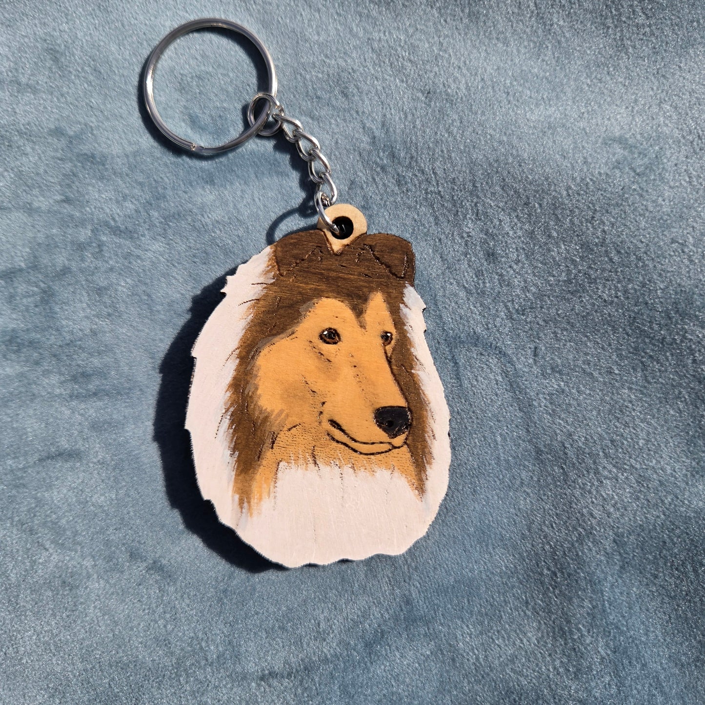 Hand-Painted Wooden Dog Breed Keychain