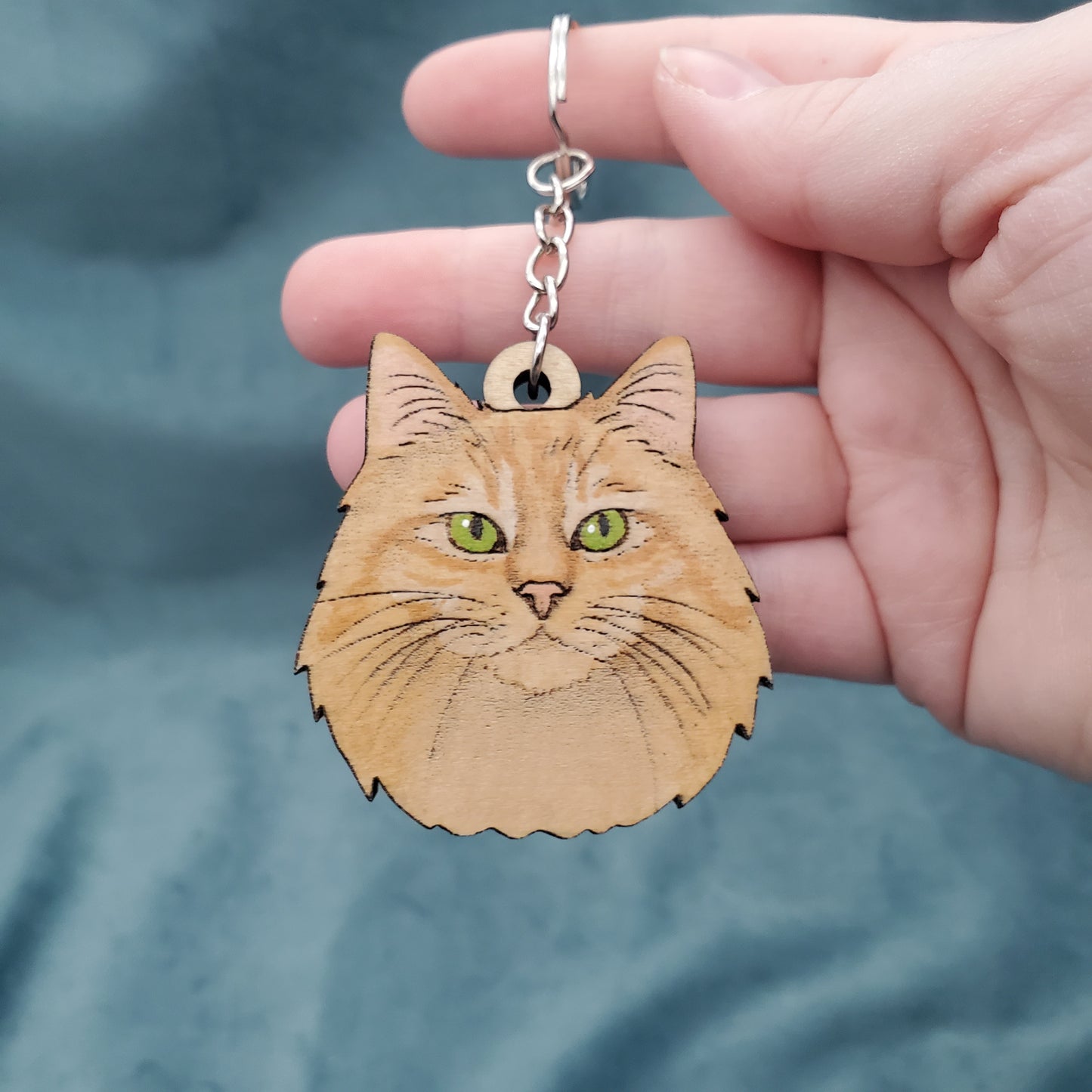 Hand-Painted Wooden Cat Breed Keychain