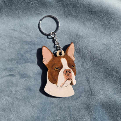 Hand-Painted Wooden Dog Breed Keychain