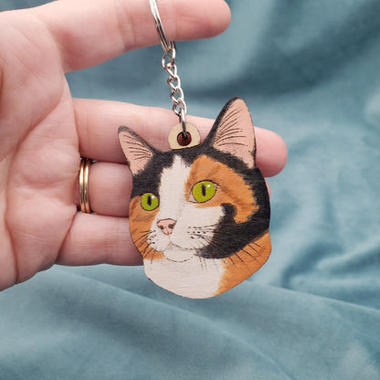 Hand-Painted Wooden Cat Breed Keychain