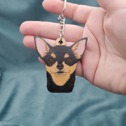 Hand-Painted Wooden Dog Breed Keychain
