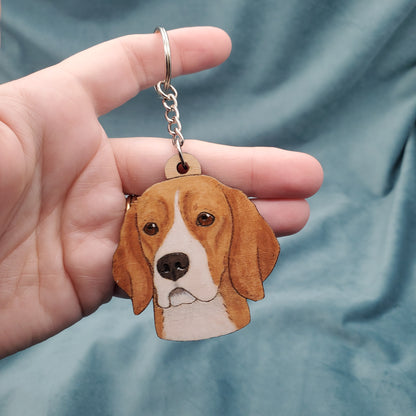 Hand-Painted Wooden Dog Breed Keychain